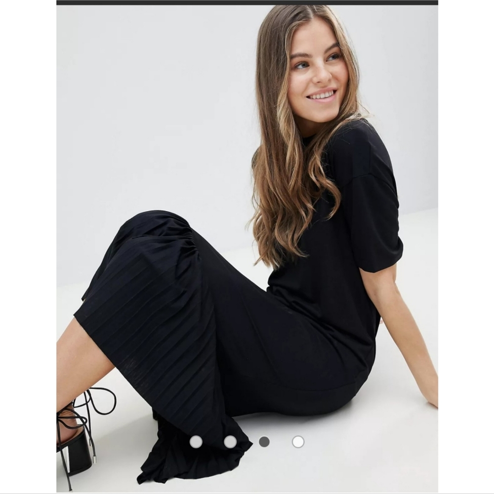 ASOS shift dress with pleated hem